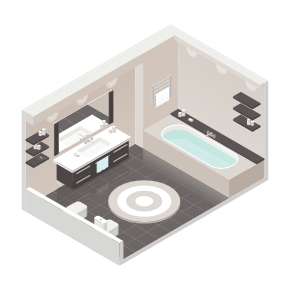 3D Model of clean modern bathroom