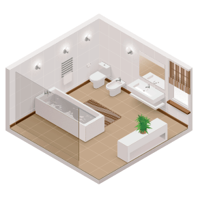 3D Model of bright modern bathroom